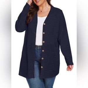 New Cueply Long-Sleeve Sheer Navy Blue Cardigan Women’s Plus Sz 4X New With Tags